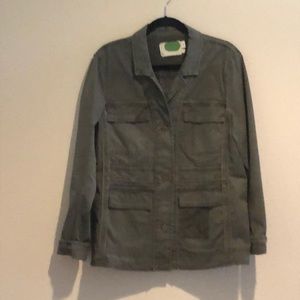Anthropologie Army Green Jacket with Lace Detail